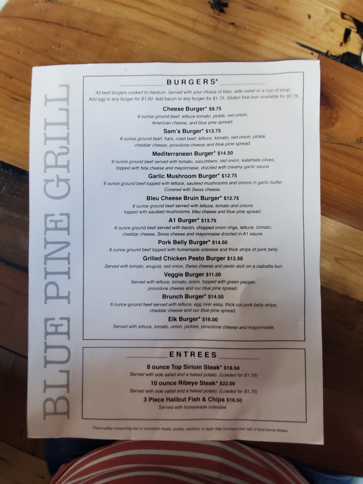 Menu at Blue Pine Grill pub & bar, Gresham