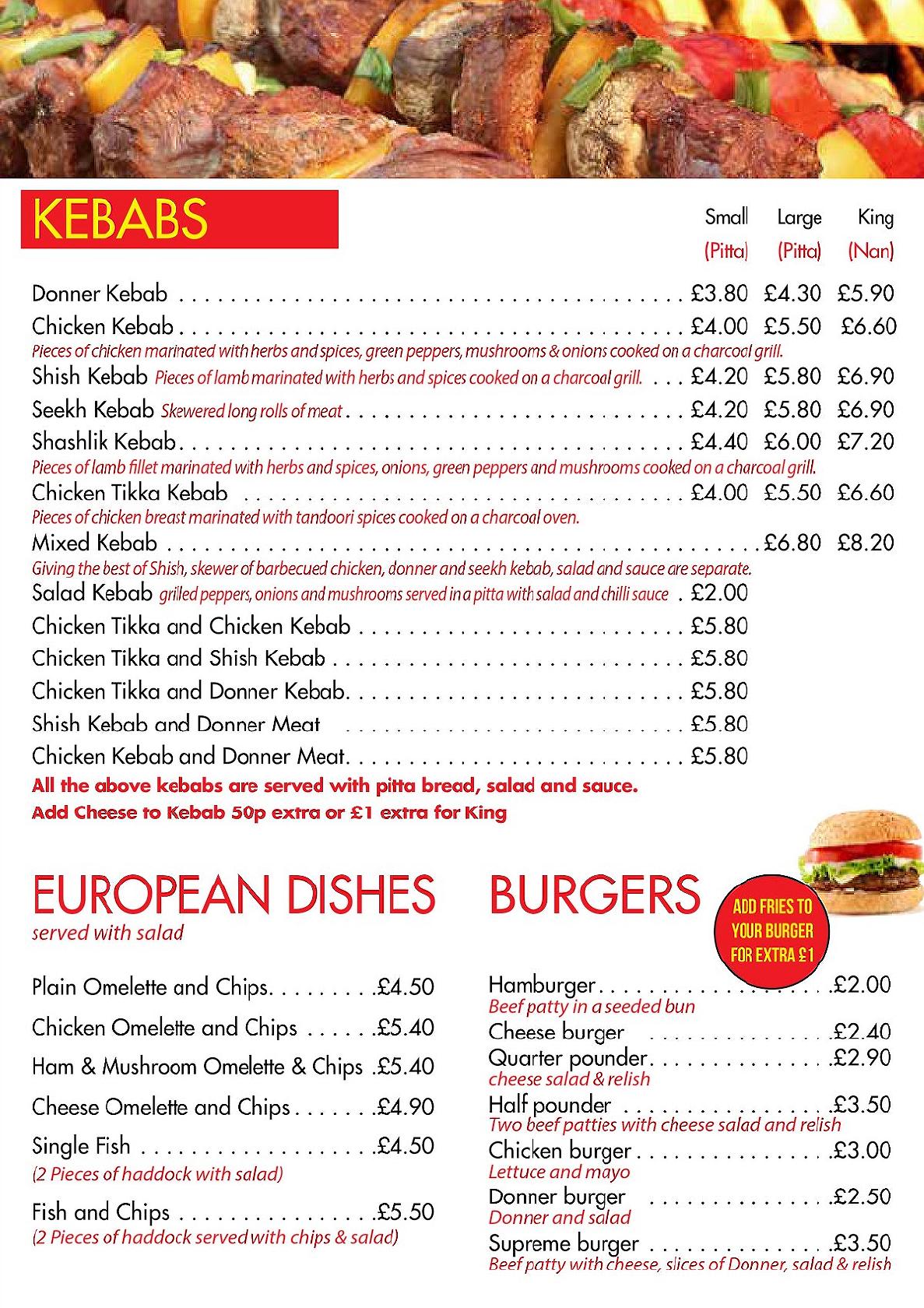 Menu at Kurry Korner fast food, Glasgow, 230 Smithycroft Rd