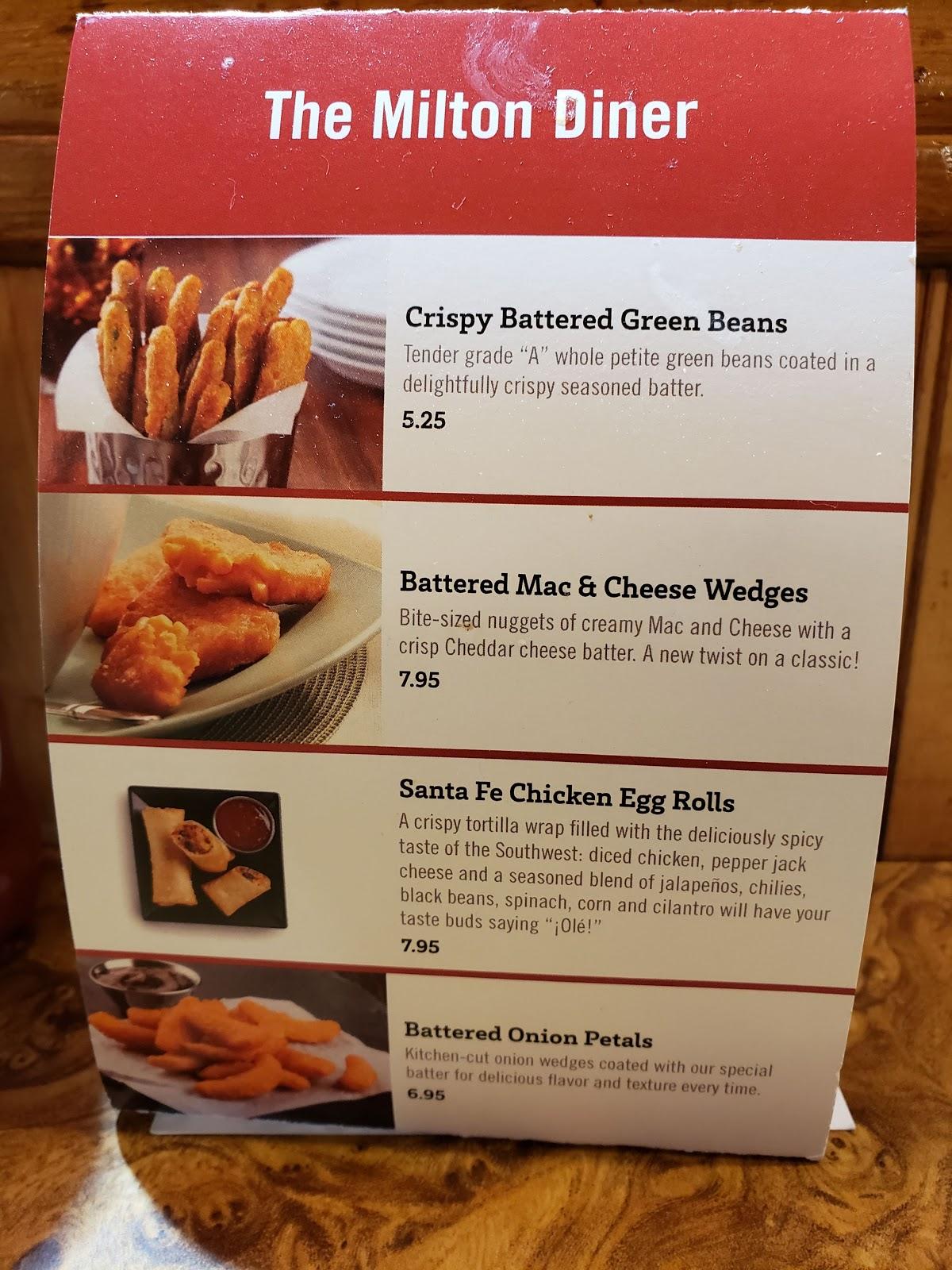 Menu at The Milton Diner restaurant, Milton, 514 US7
