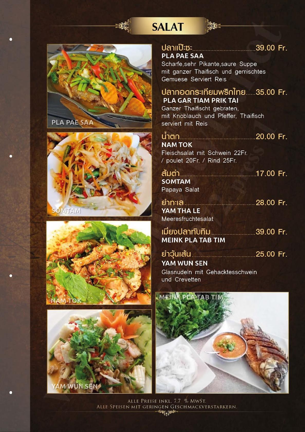 Menu da Thung Thong Thai Restaurant KLG, Soletta