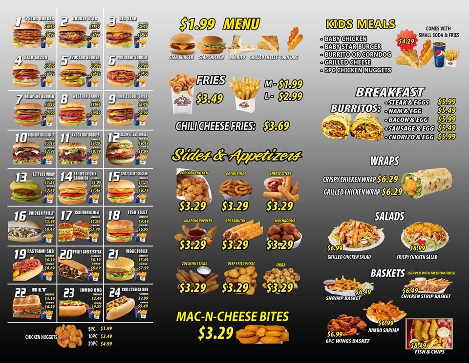 Menu at Five Star Burger Merced fast food, Merced