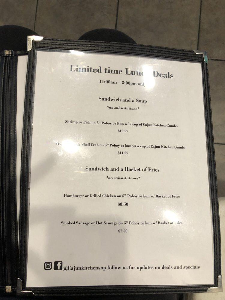 Menu at Cajun Kitchen Seafood & Poboys restaurant, Boutte