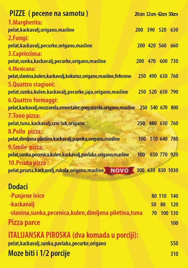 Menu at Fast Food Smile, Belgrade