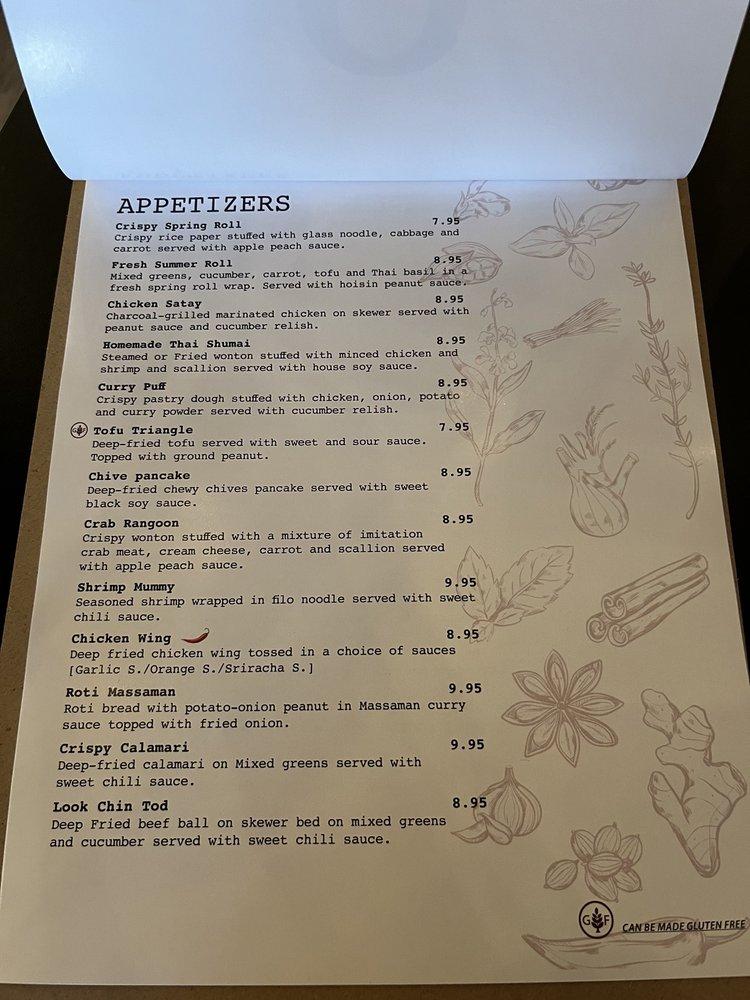 Menu at 8thai restaurant, Cranford
