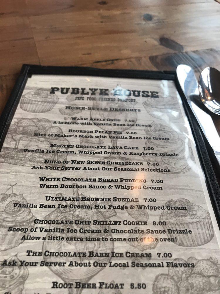 Menu at The Publyk House, Bennington