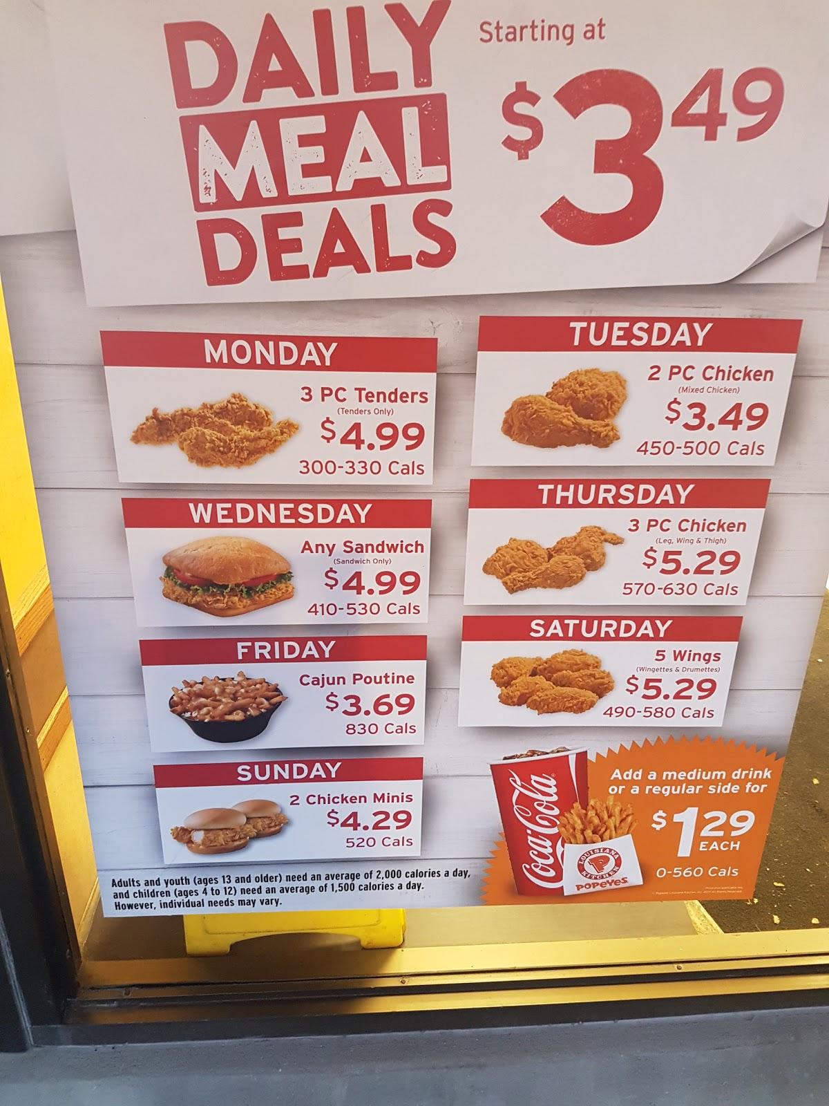 Menu at Popeyes Louisiana Kitchen restaurant, Guelph, 35 Harvard Rd Unit 14