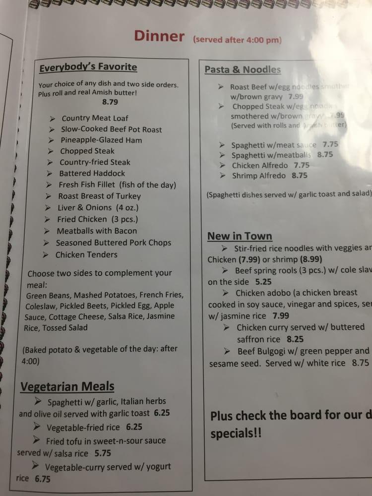 Menu at Wilma's Diner restaurant, Fort Ashby, Frankfort Hwy