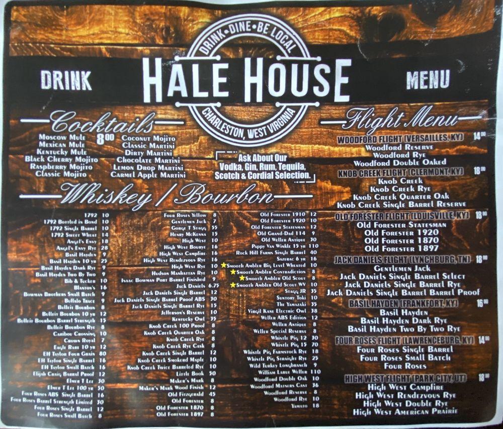 Menu at Hale House restaurant, Charleston