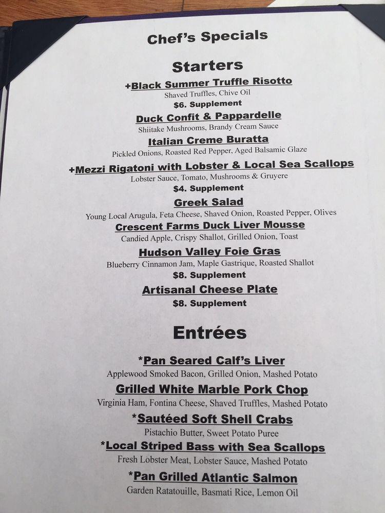 Menu at Starr Boggs restaurant, Westhampton Beach