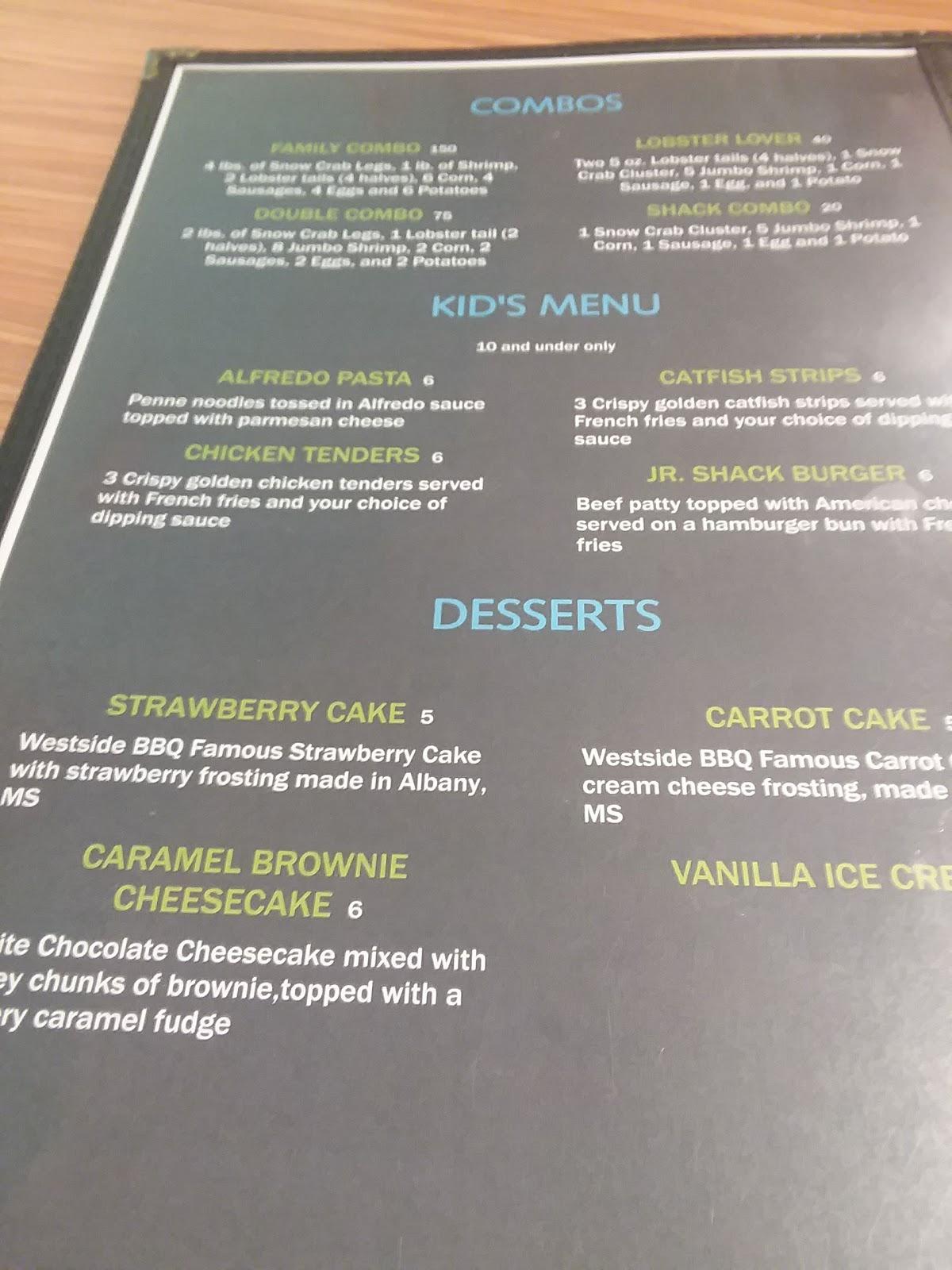 Menu at Flava Shack Seafood pub & bar, Olive Branch, Midsouth Dr