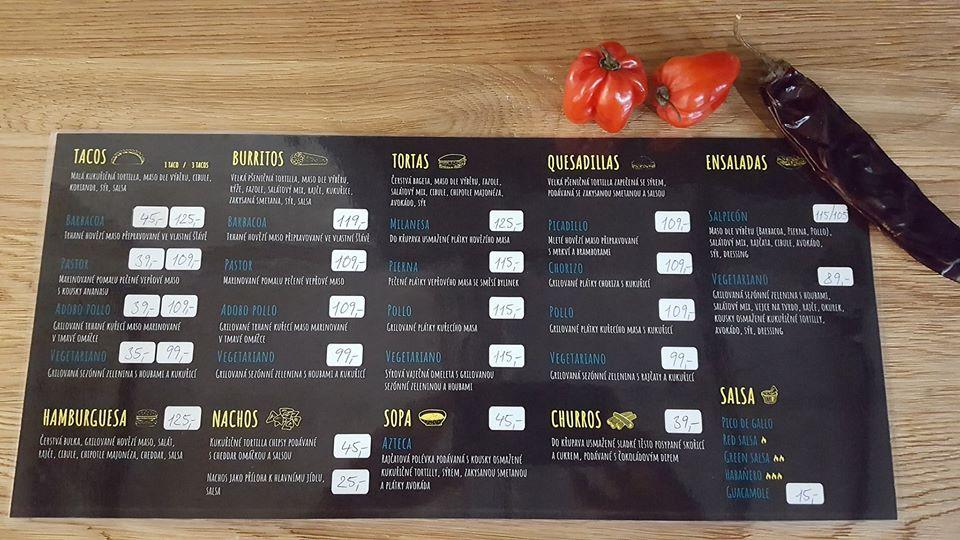 Menu at Bistro Bastardo restaurant, Brno