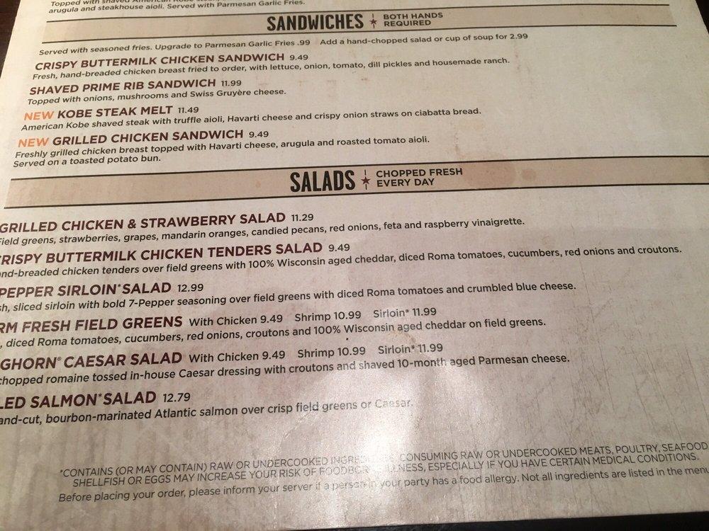 Menu at LongHorn Steakhouse, Shreveport