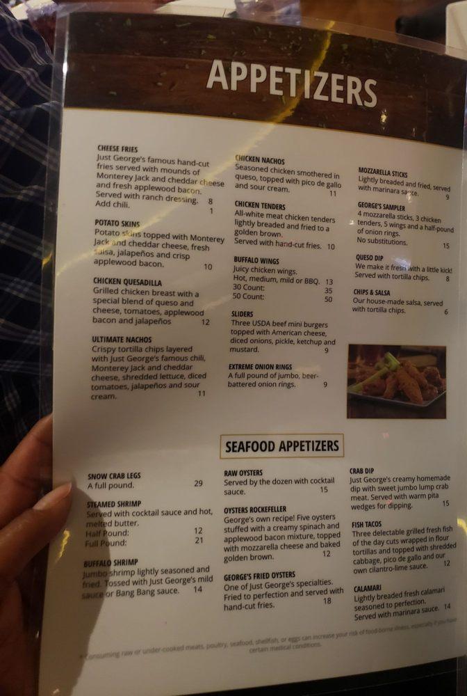 Menu at Just Sports Bar, Virginia Beach