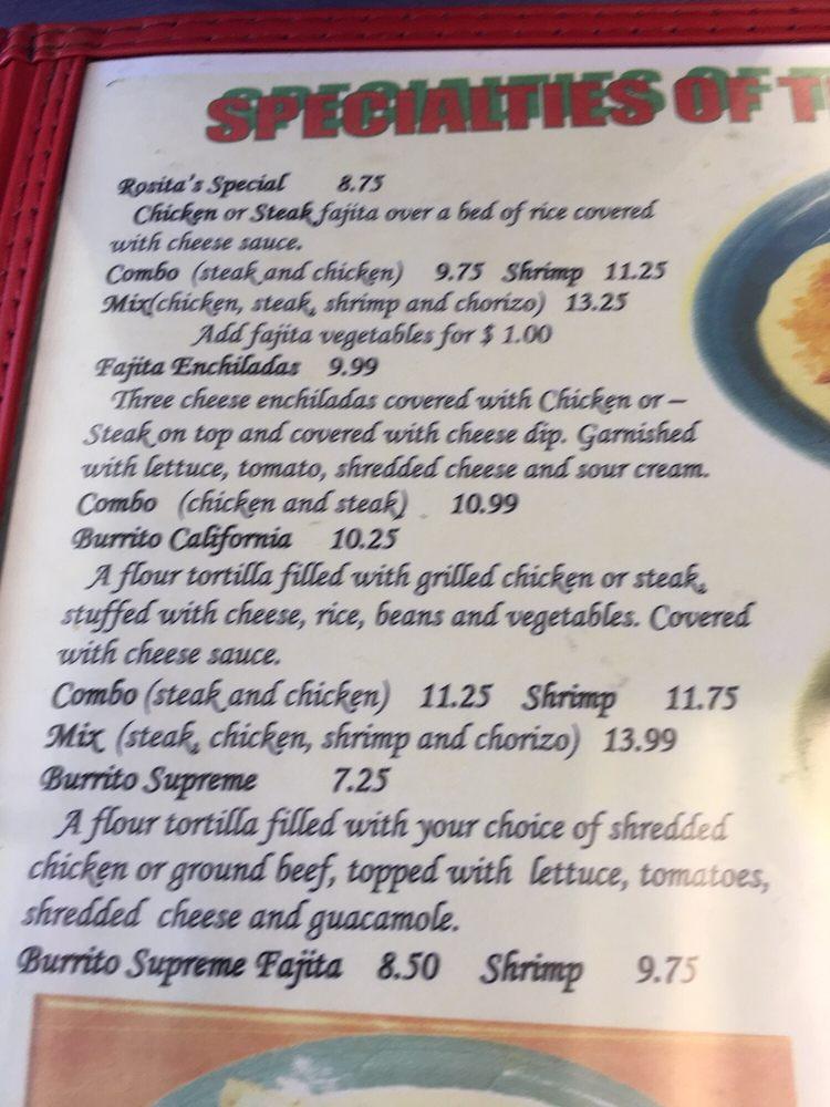 Menu at La Rosita Mexican Restaurant, Clinton, 244 US-65