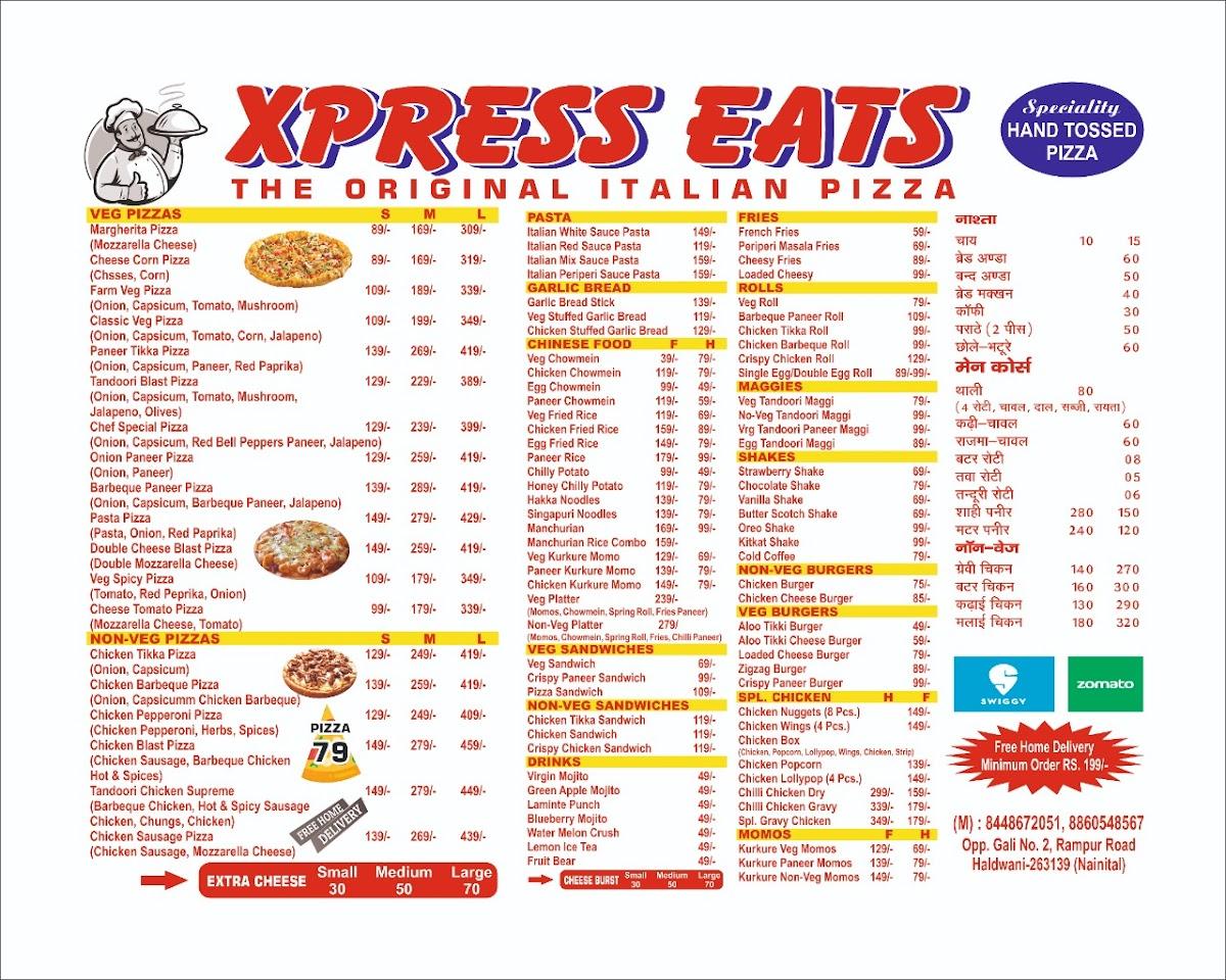 Menu at Xpress Eats cafe, Haldwani