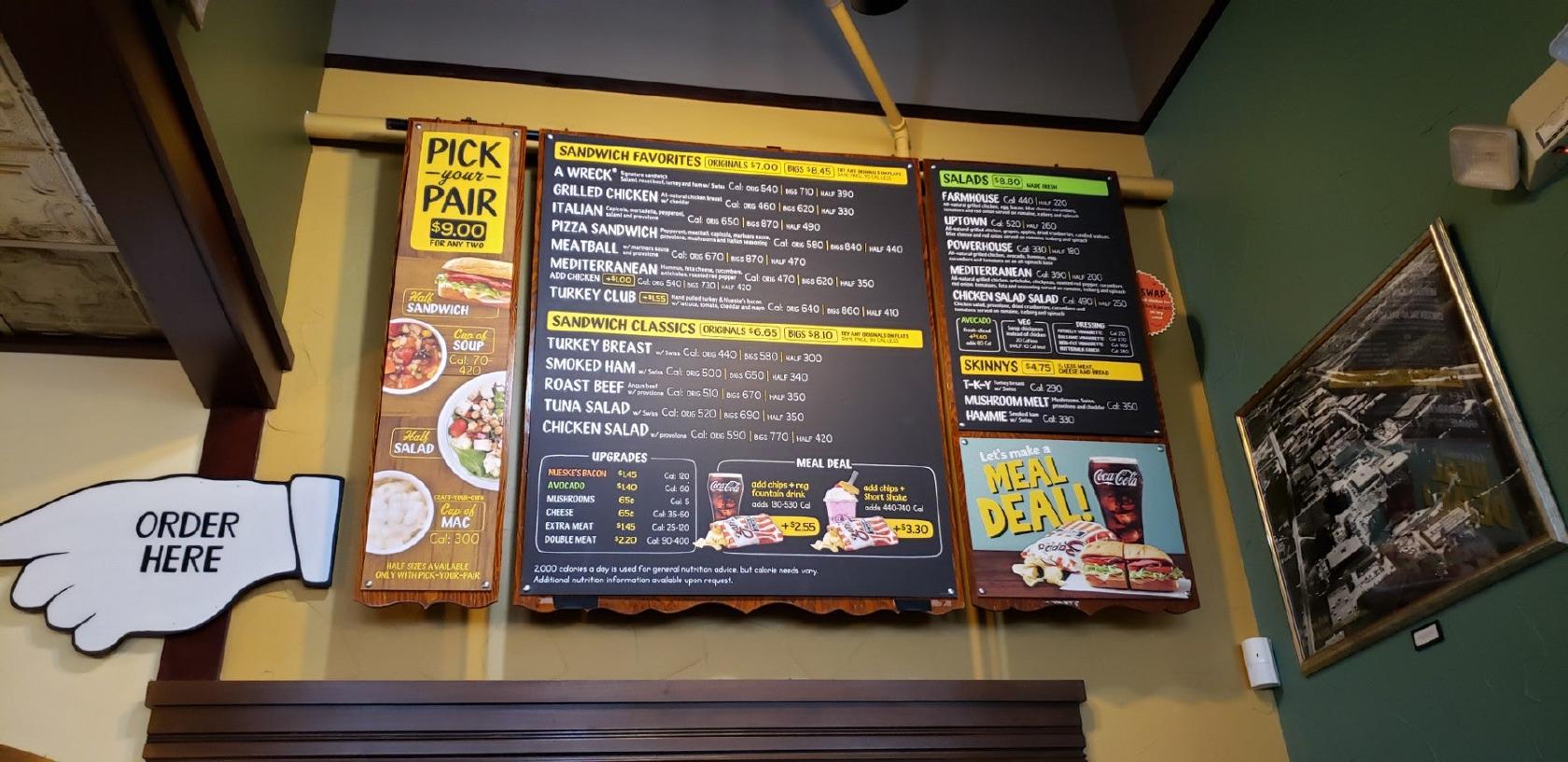 Menu at Potbelly fast food, Burlington, 2 Wayside Rd