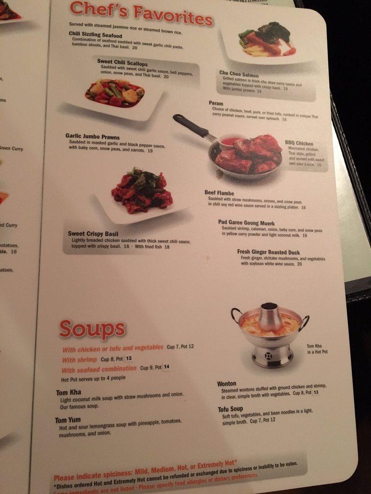 Menu at Basil Thai Restaurant, Paso Robles
