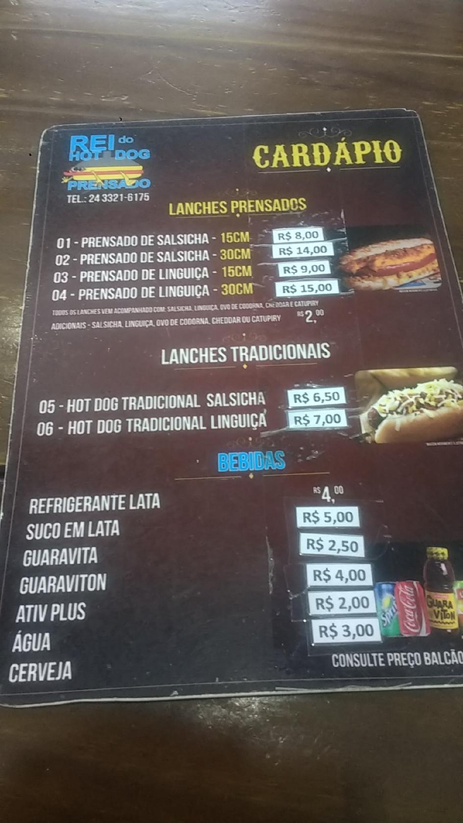 Rei Do Hot Dog Prensado cardápio