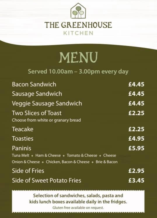 Menu at Codsall & Wergs Garden Centre Wolverhampton cafe