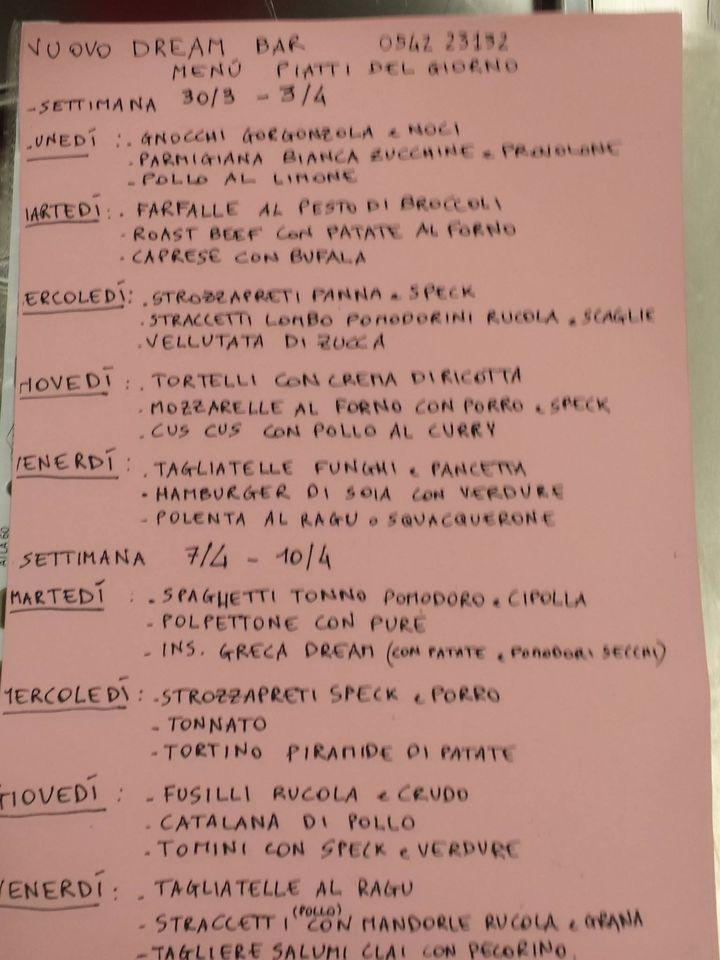Menu di Dream Caffè 