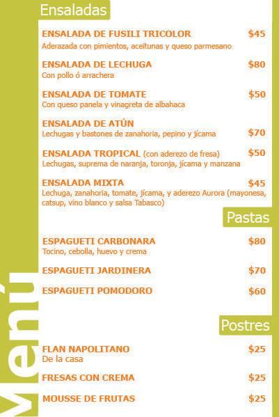 Menu at El Sano Deleite restaurant, Cancún