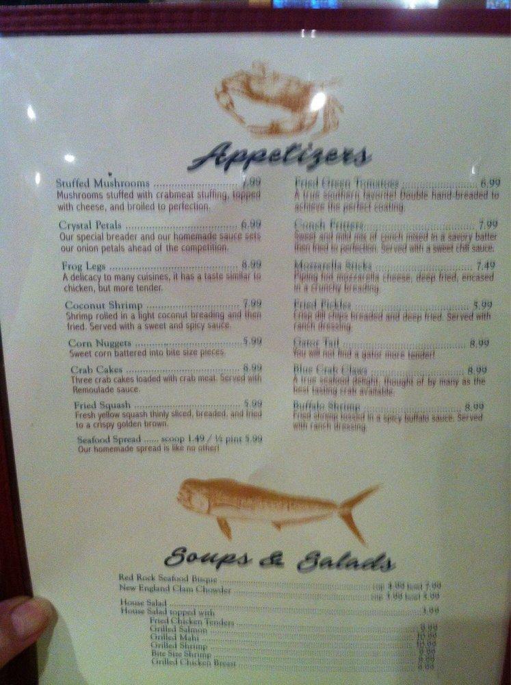 Menu at Crystal River Seafood restaurant, Tallahassee