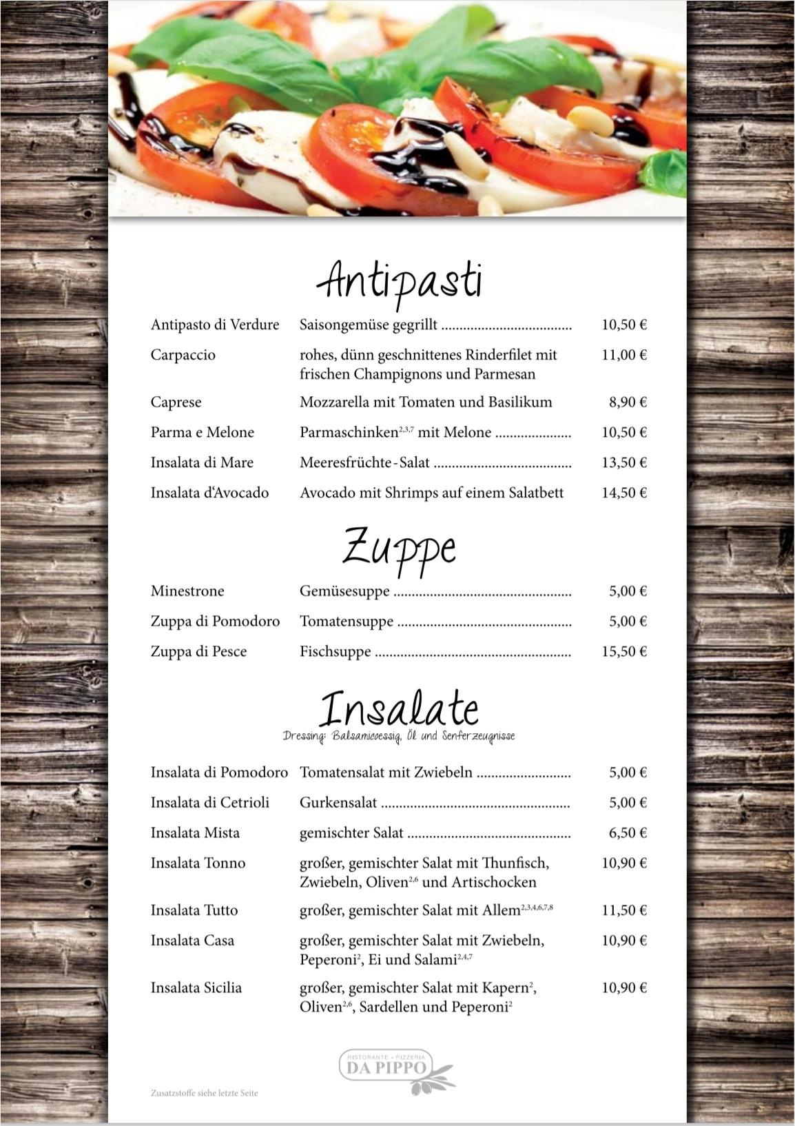 Speisekarte von Da Pippo Ristorante Pizzeria, Teisendorf