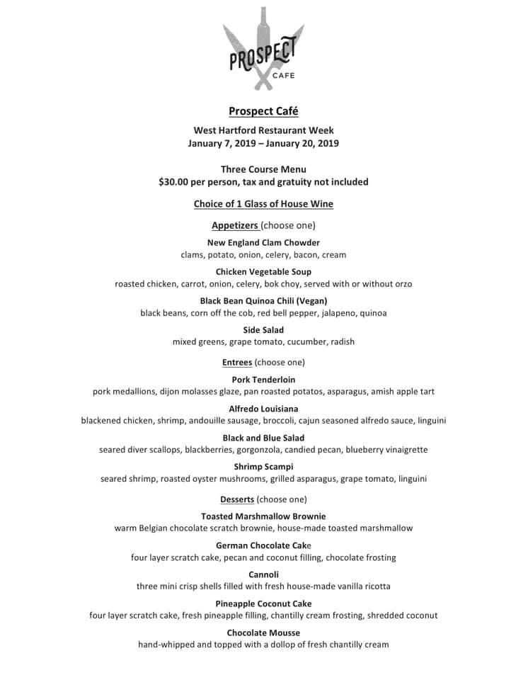 Menu At West Hartford Restaurant Week, West Hartford