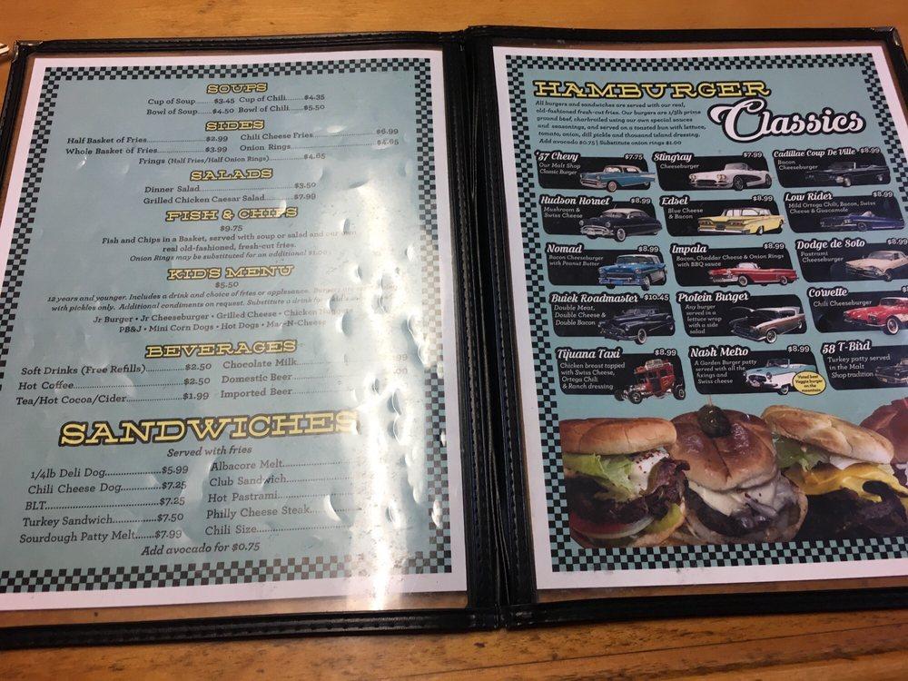 Menu At Cedar Glen Malt Shop Restaurant Lake Arrowhead