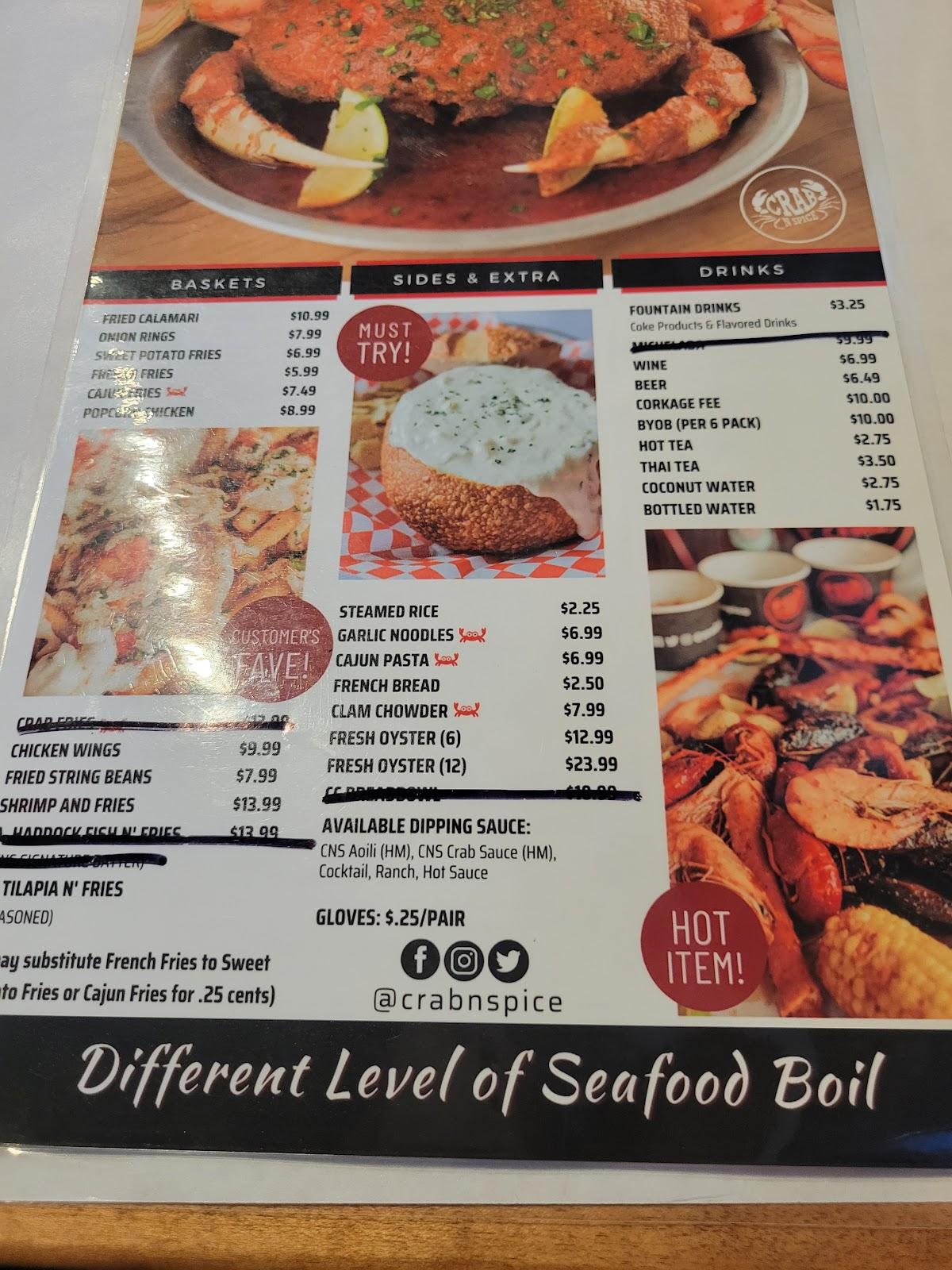 Carta del restaurante Crab N' Spice, Santa Clarita