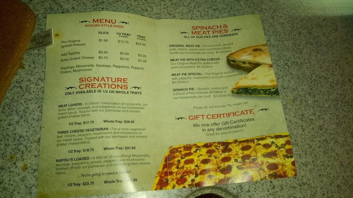 Menu at Napoli's Pizza pizzeria, Haverhill