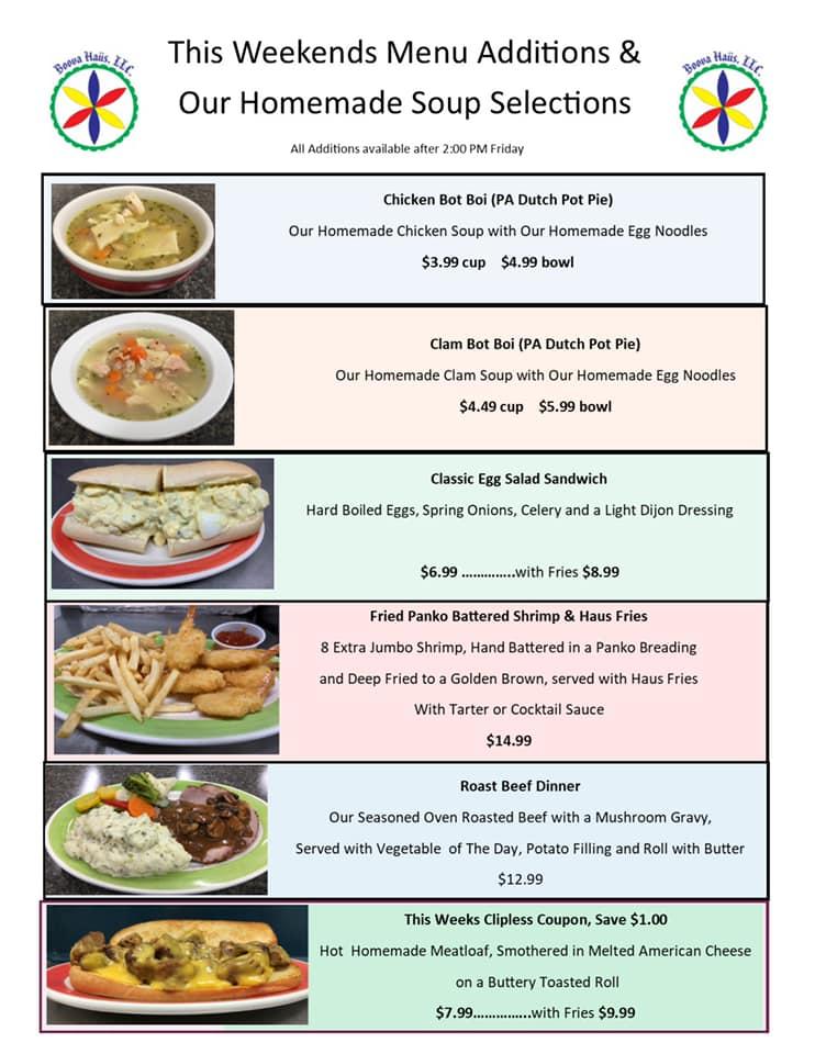 Menu at Boova Haus, LLC. restaurant, Quakertown