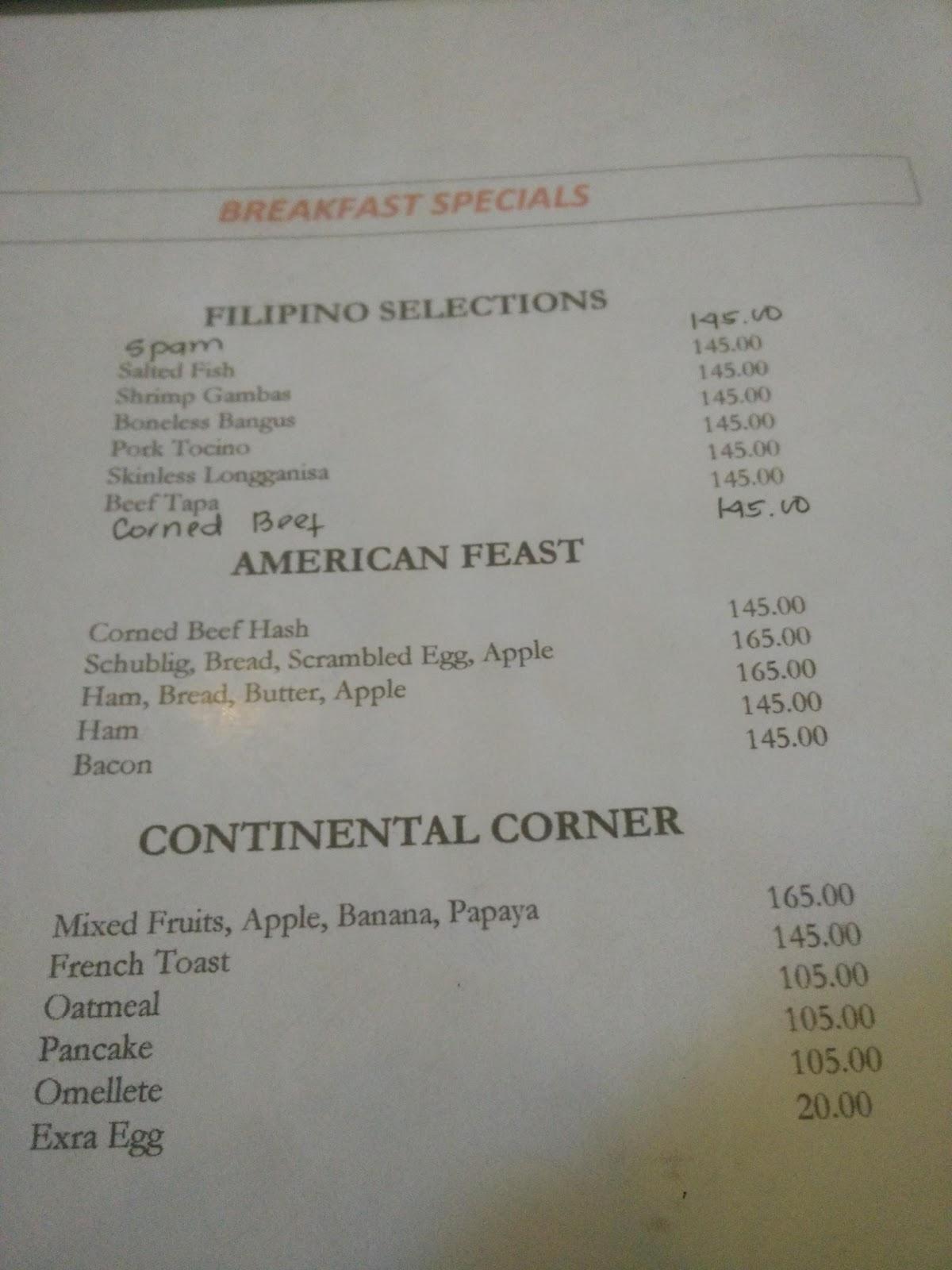 Menu At Festa Restaurant Roxas City 1 Roxas Avenue