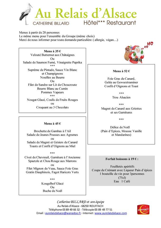 Menu de Restaurant Au Relais d'Alsace