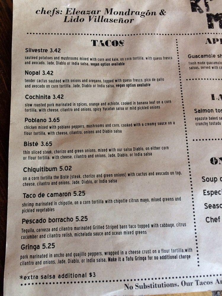 Menu at Ki' Mexico pub & bar, Shreveport