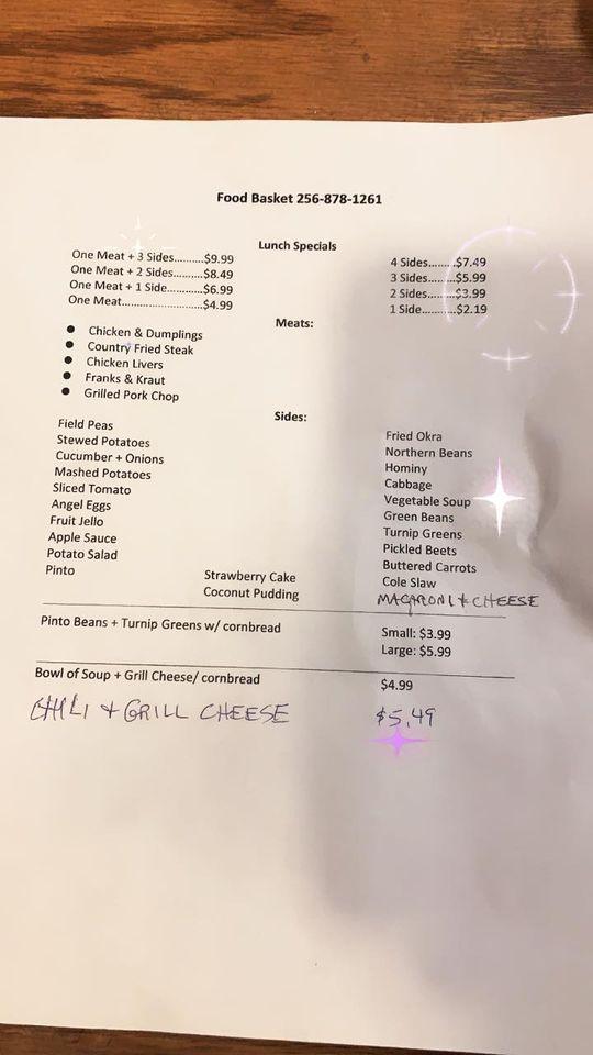 Menu at Food Basket restaurant, Albertville
