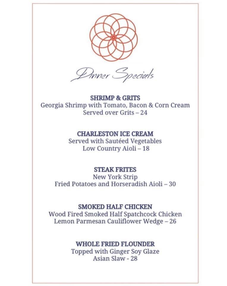 Menu at Cohen's Retreat restaurant, Savannah