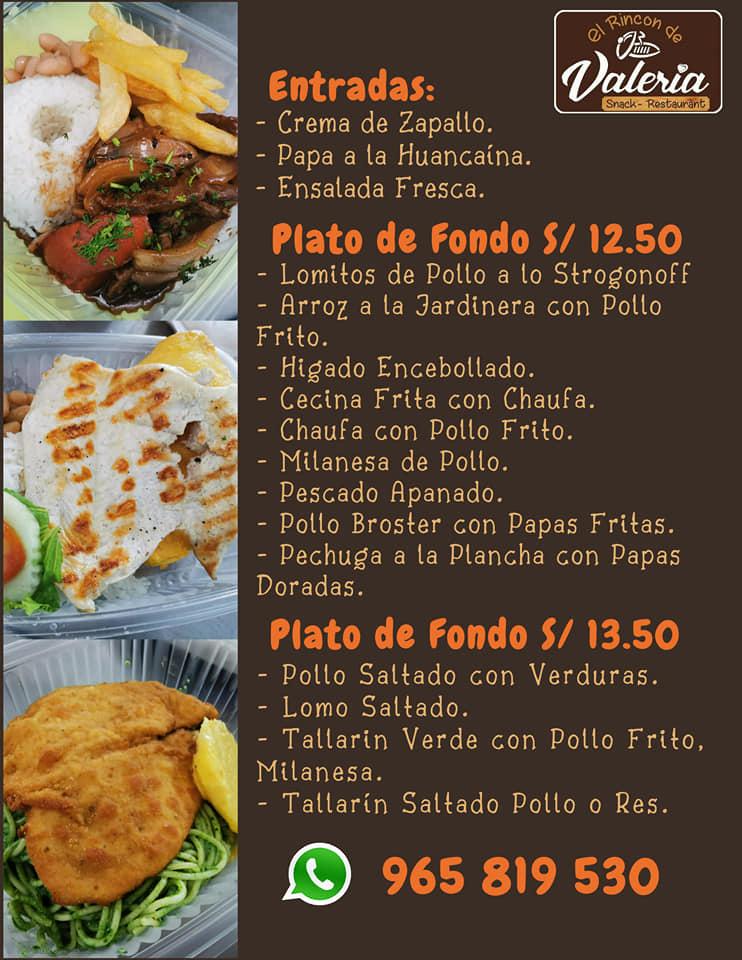 Menu at El Rincon De Valeria restaurant, Iquitos