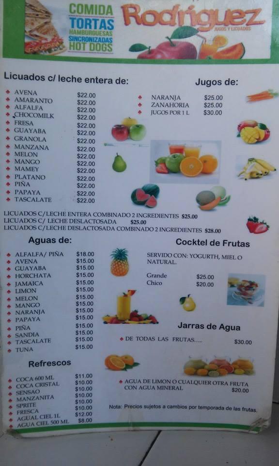 Menu at JUGOS Y Licuados Rodriguez pub bar Tuxtla Gutiérrez