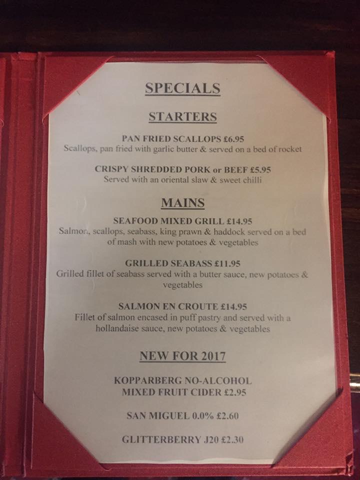 Menu at The Stocks Inn pub & bar, Wimborne Minster, Furzehill