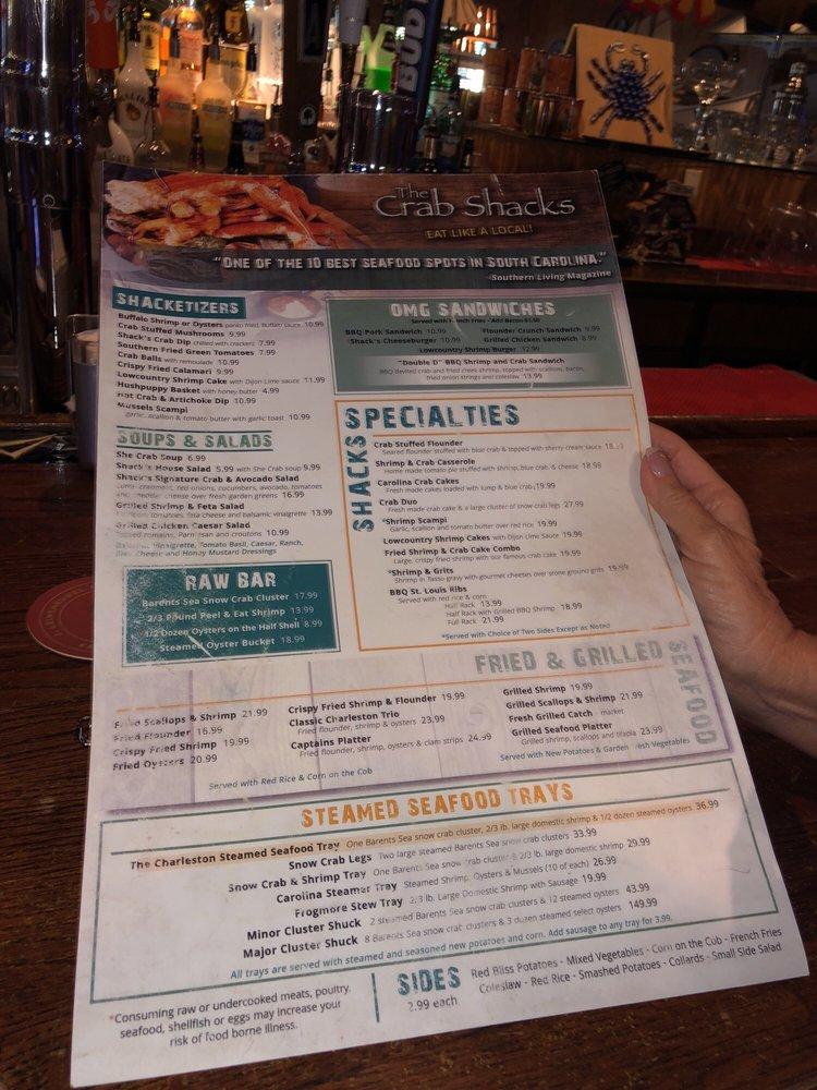 Menu at The Crab Shack restaurant, Charleston, Dorchester Rd