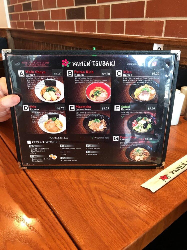 Menu at Ramen Tsubaki Fayetteville NC restaurant, Fayetteville