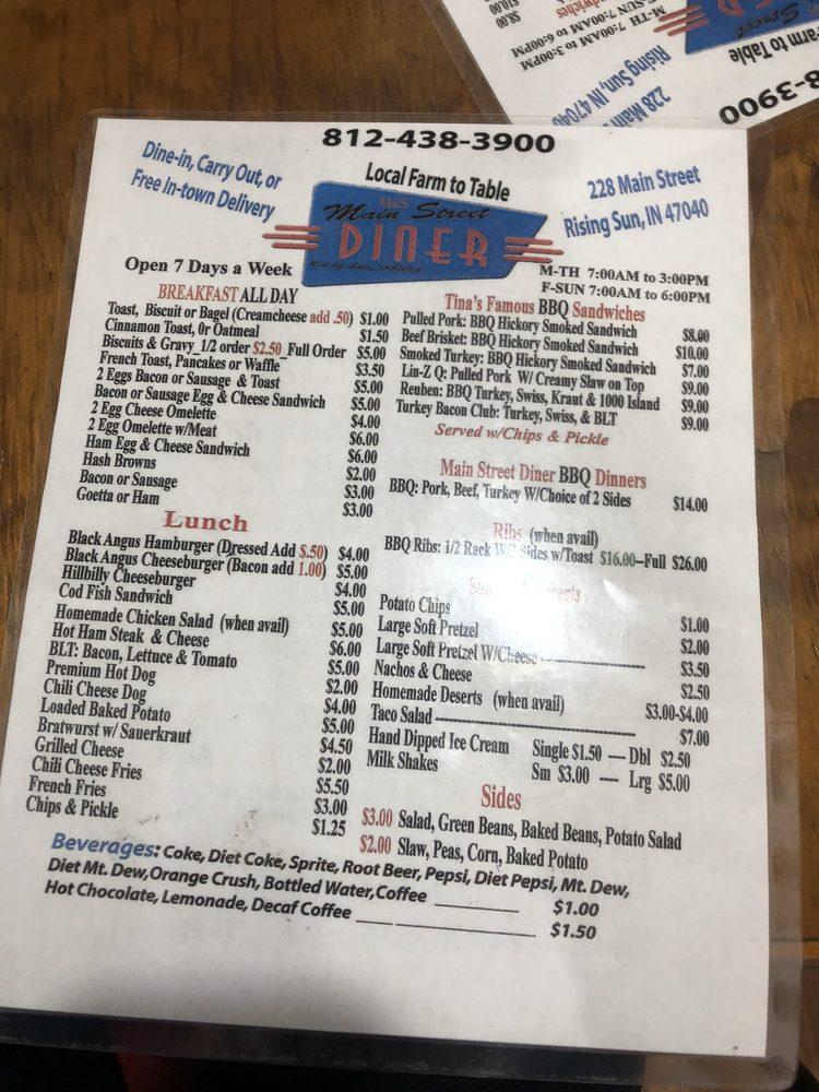 Menu At Main Street Diner BBQ Rising Sun   R424 Menu Main Street Diner 