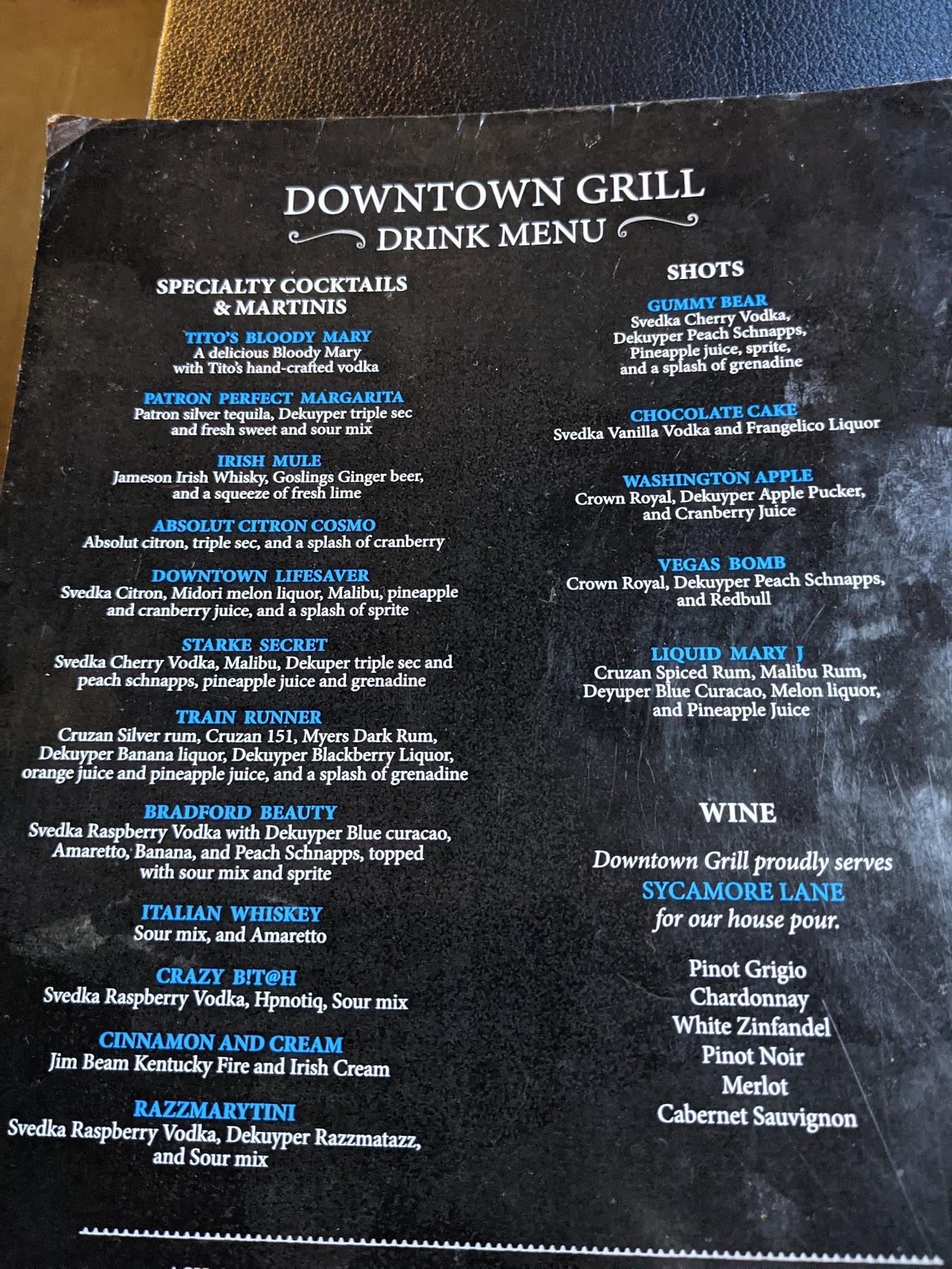R425 The Downtown Grill Menu 2022 10 