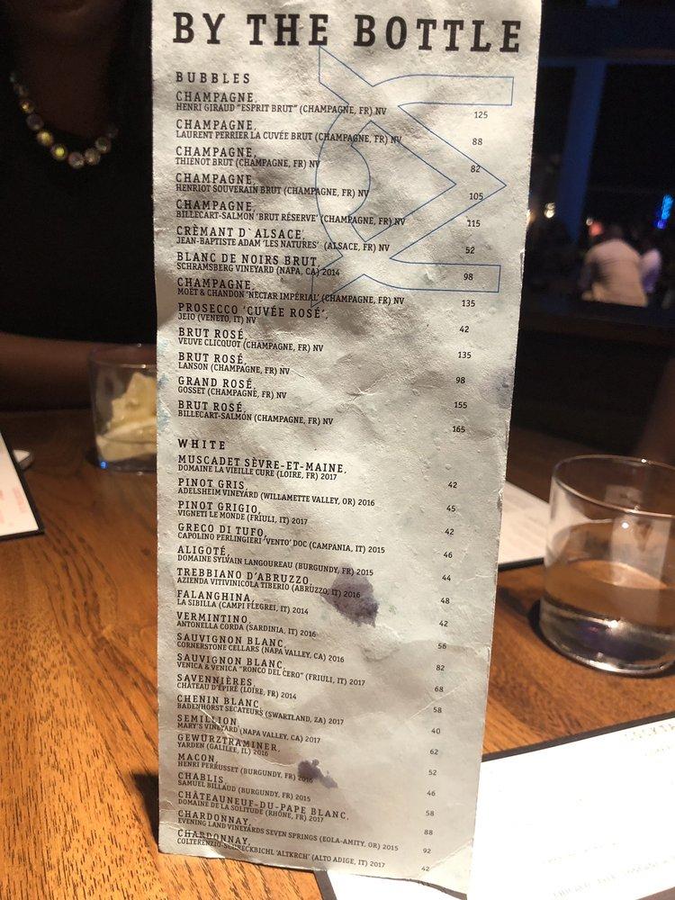 Menu at VU Rooftop Bar, Chicago