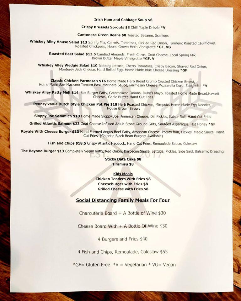 Menu at Whiskey Alley pub & bar, Aiken