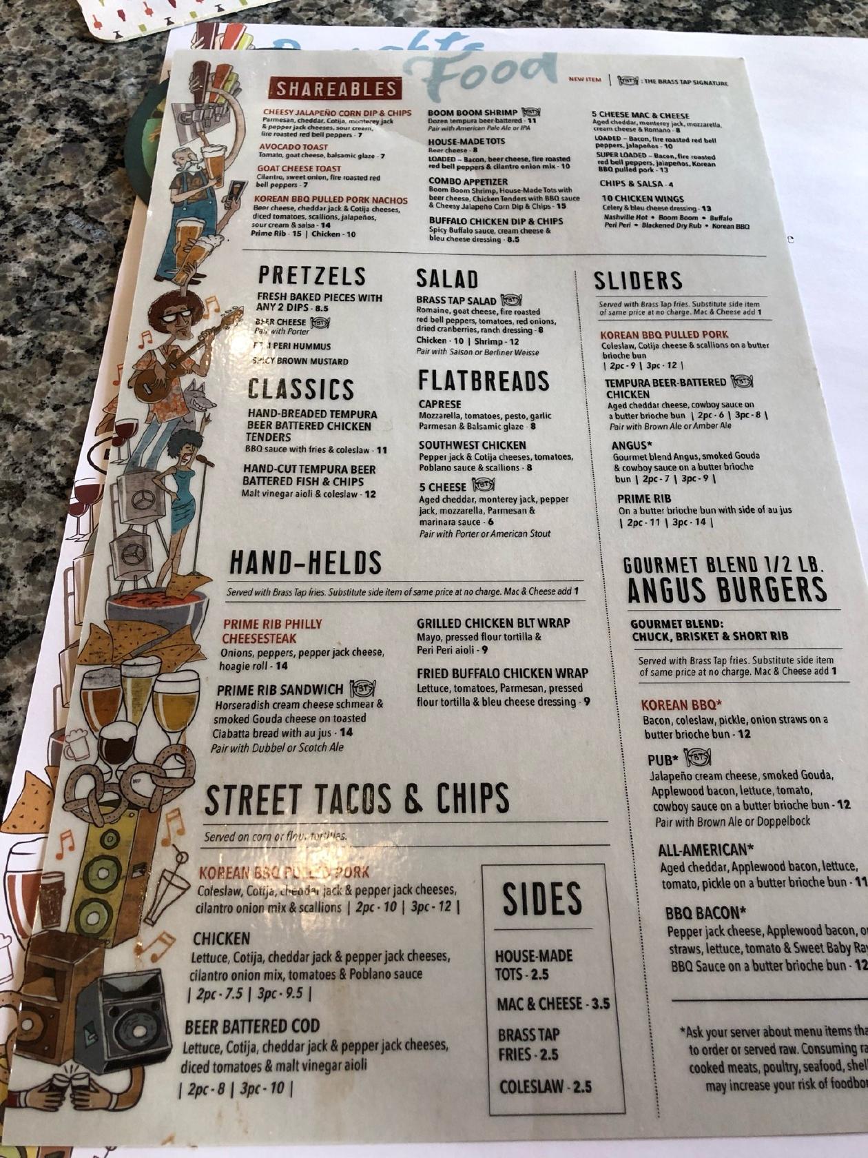 Menu at The Brass Tap pub & bar, Vineland