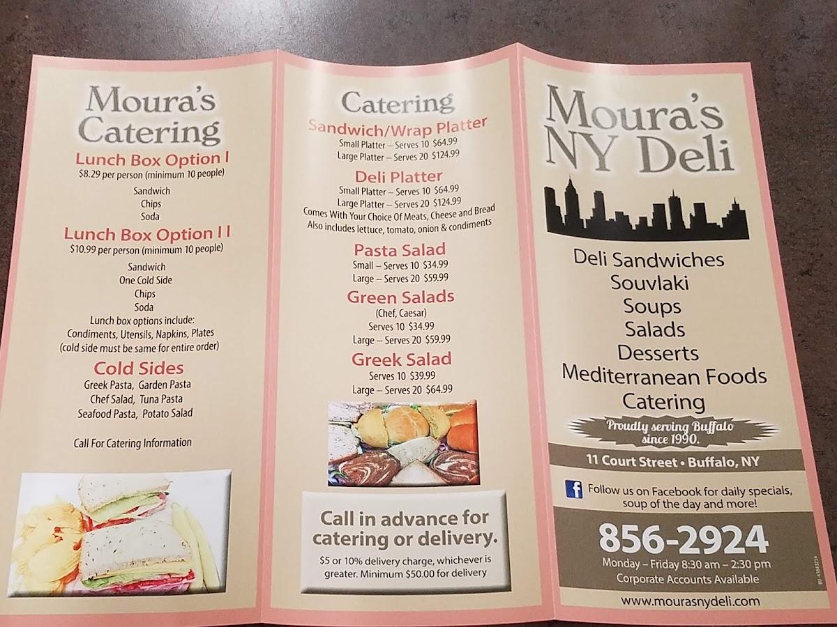 Menu at Moura's New York Style Deli restaurant, Buffalo