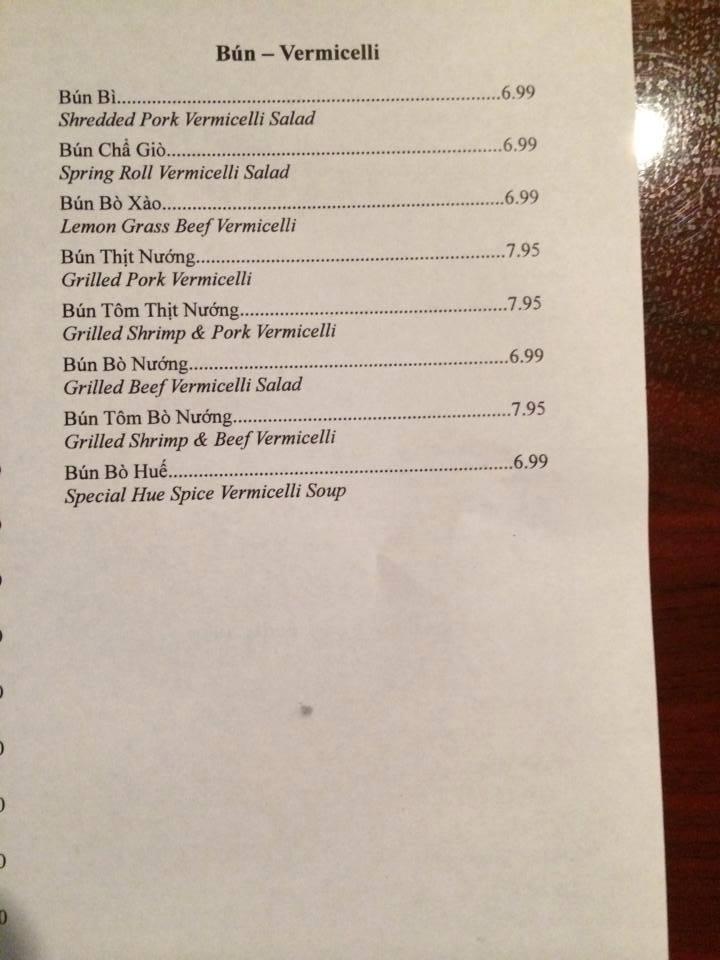 Menu at Jasmine restaurant, Biloxi