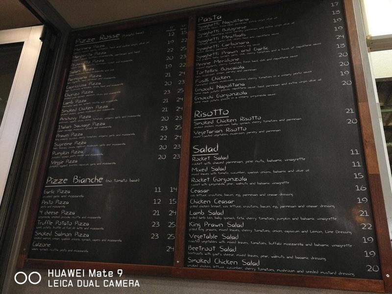 Menu at Kirribilli Woodfire Kitchen pizzeria, Milsons Point